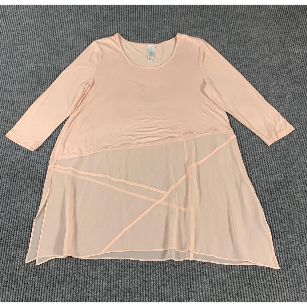 Wynne Layers Top Womens Medium M Pink Tunic Lightweight Stretch Comfort Sheer